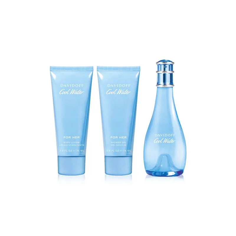 SET DAVIDOFF COOL WATER EDT 100 ML+75ML+75ML Mujer