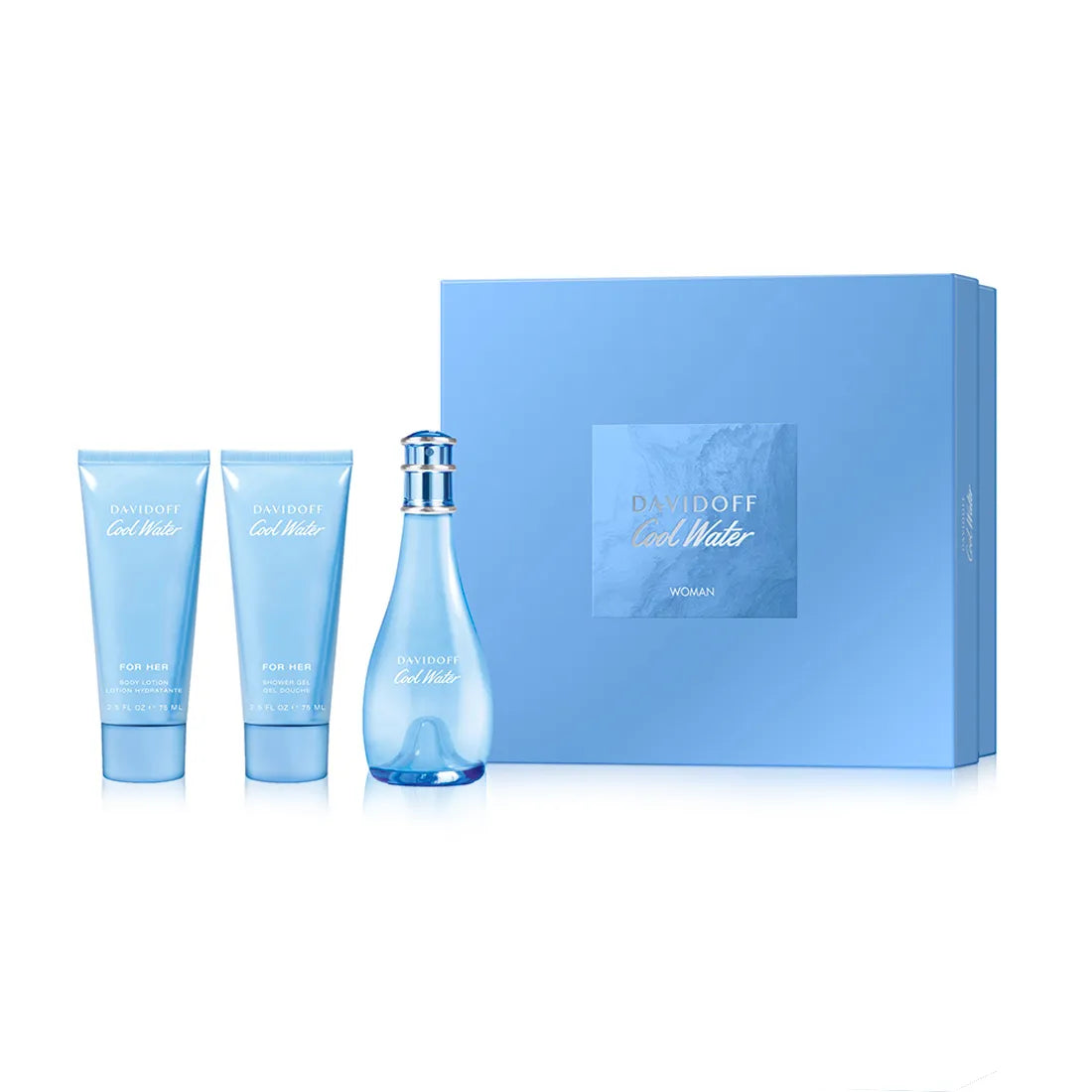 SET DAVIDOFF COOL WATER EDT 100 ML+75ML+75ML Mujer